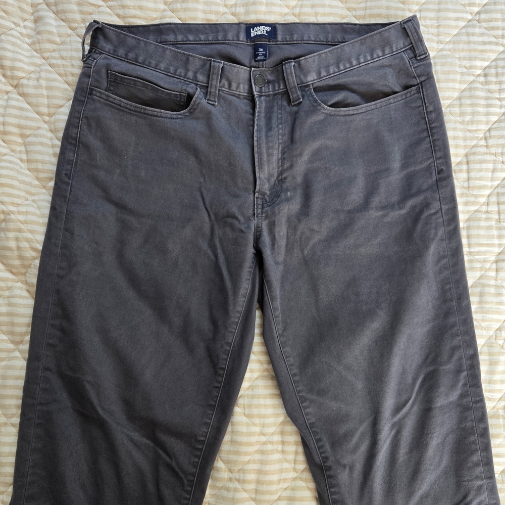 Lands’ End Straight Fit Pants • Size 36 • Classic Cut • Grey/Charcoal